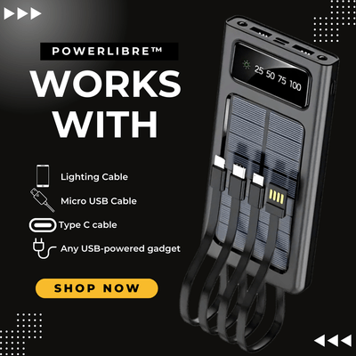 PowerLibre solar power bank, Showcase which devices work with it