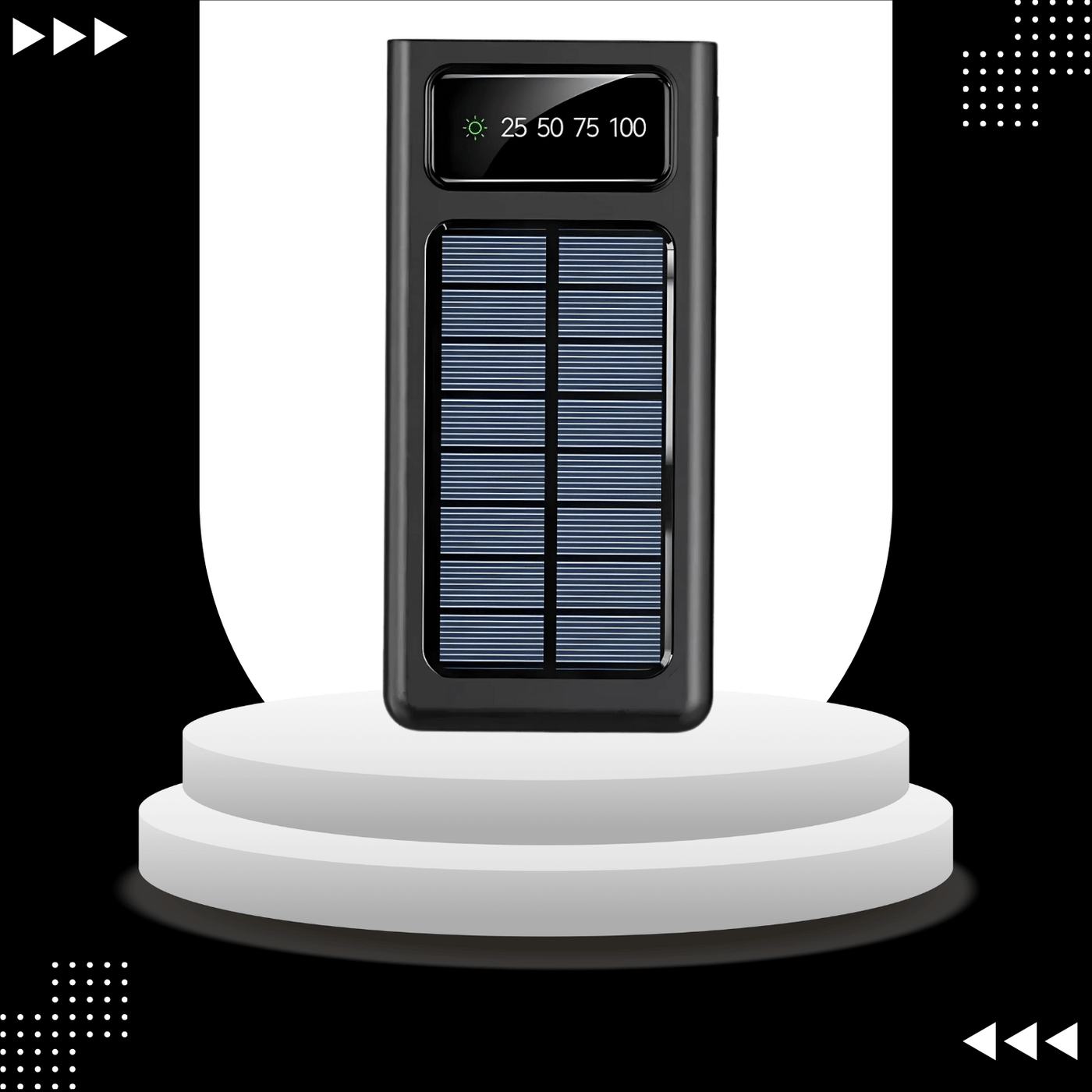 PowerLibre solar power bank, showcase of the black variant