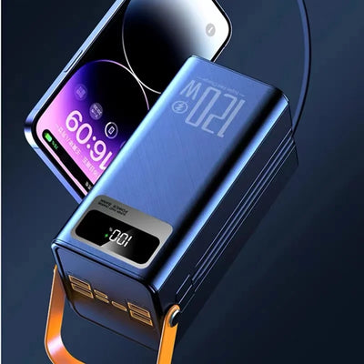 New 120W Built-in Cable, Large Capacity 160000mAh, Super Fast Power Bank, Outdoor Camping Live Streaming Mobile Power Supply