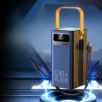 New 120W Built-in Cable, Large Capacity 160000mAh, Super Fast Power Bank, Outdoor Camping Live Streaming Mobile Power Supply