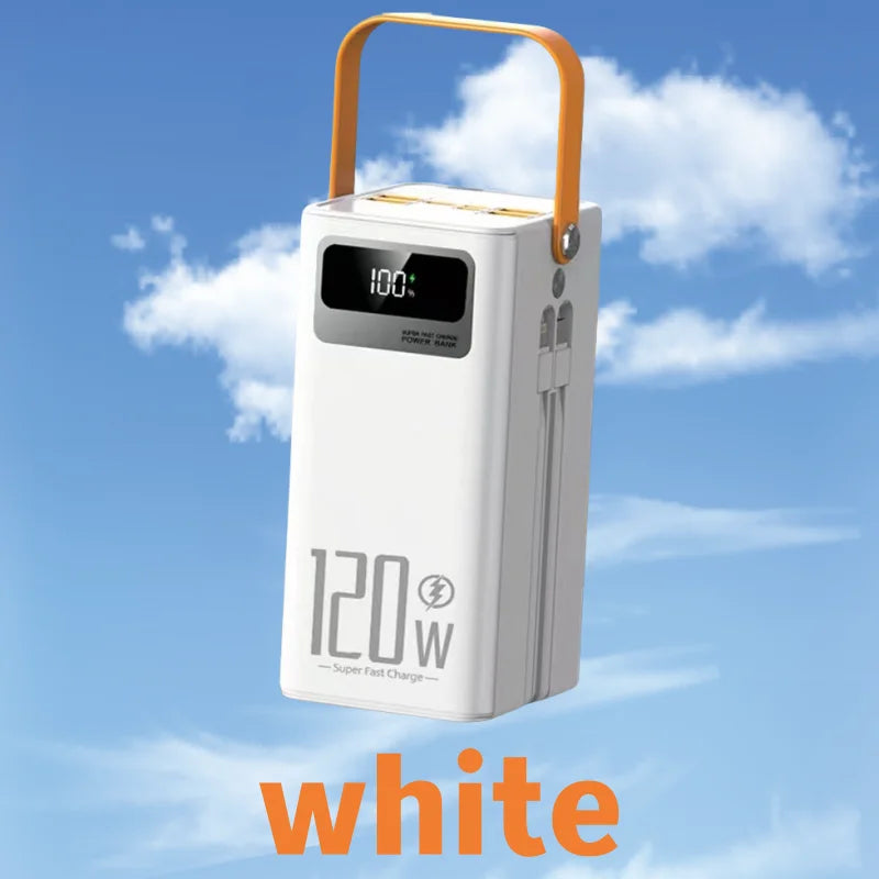 New 120W Built-in Cable, Large Capacity 160000mAh, Super Fast Power Bank, Outdoor Camping Live Streaming Mobile Power Supply