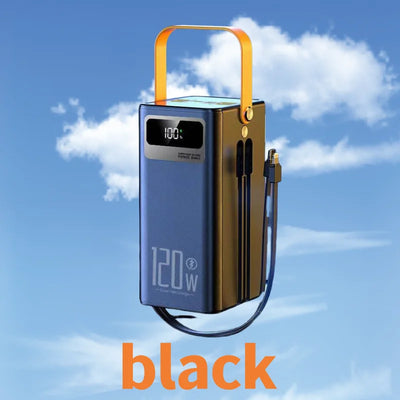 New 120W Built-in Cable, Large Capacity 160000mAh, Super Fast Power Bank, Outdoor Camping Live Streaming Mobile Power Supply