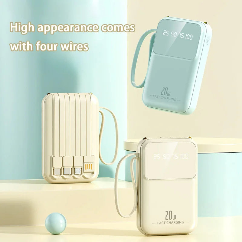 New Built In Power Bank With Small And Portable 20000mAh Llarge Capacity Portable Power Bank Super Fast Charging Power Bank Hot