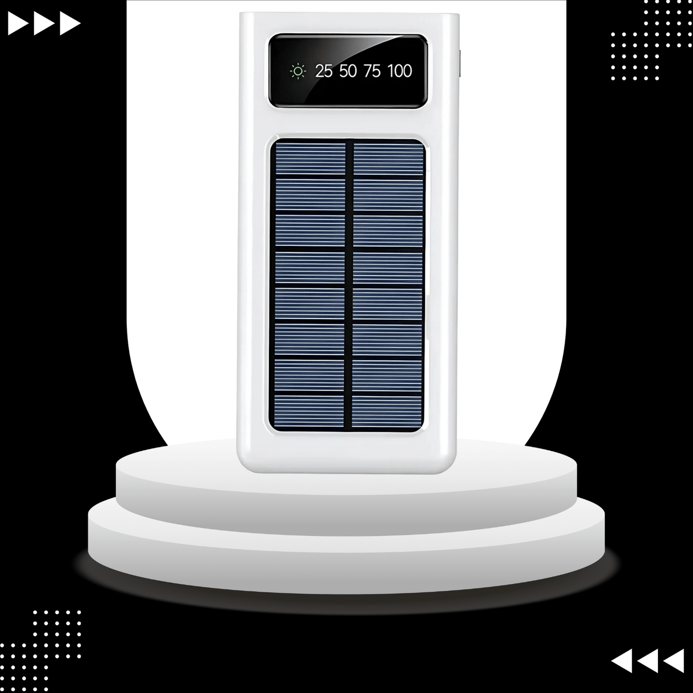 PowerLibre solar power bank, showcase of the white variant