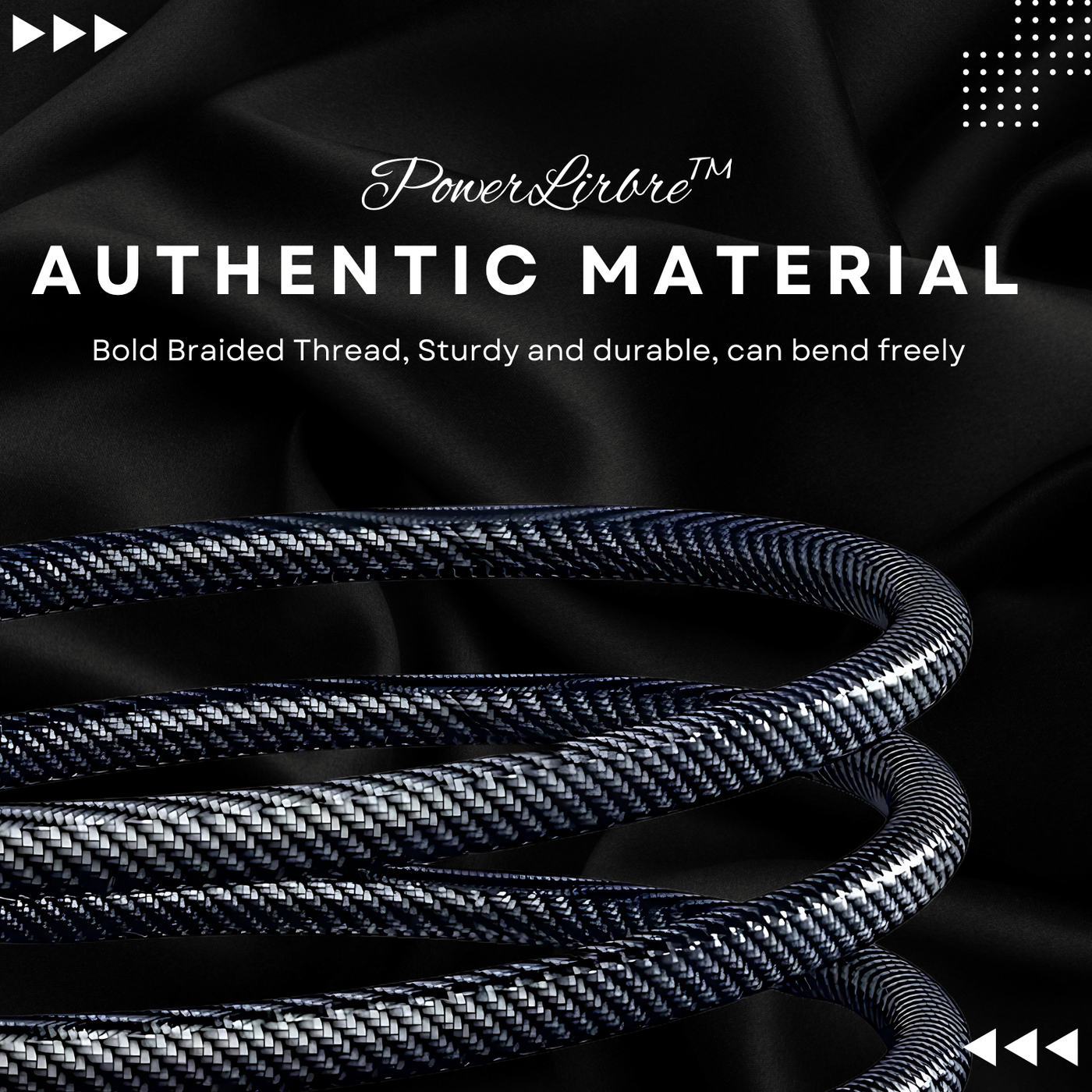 PowerLibre™ Fast type c charger that is usb c charger - showing the bold braided thread authentic material of the charger and showing how sturdy and durable it is.
